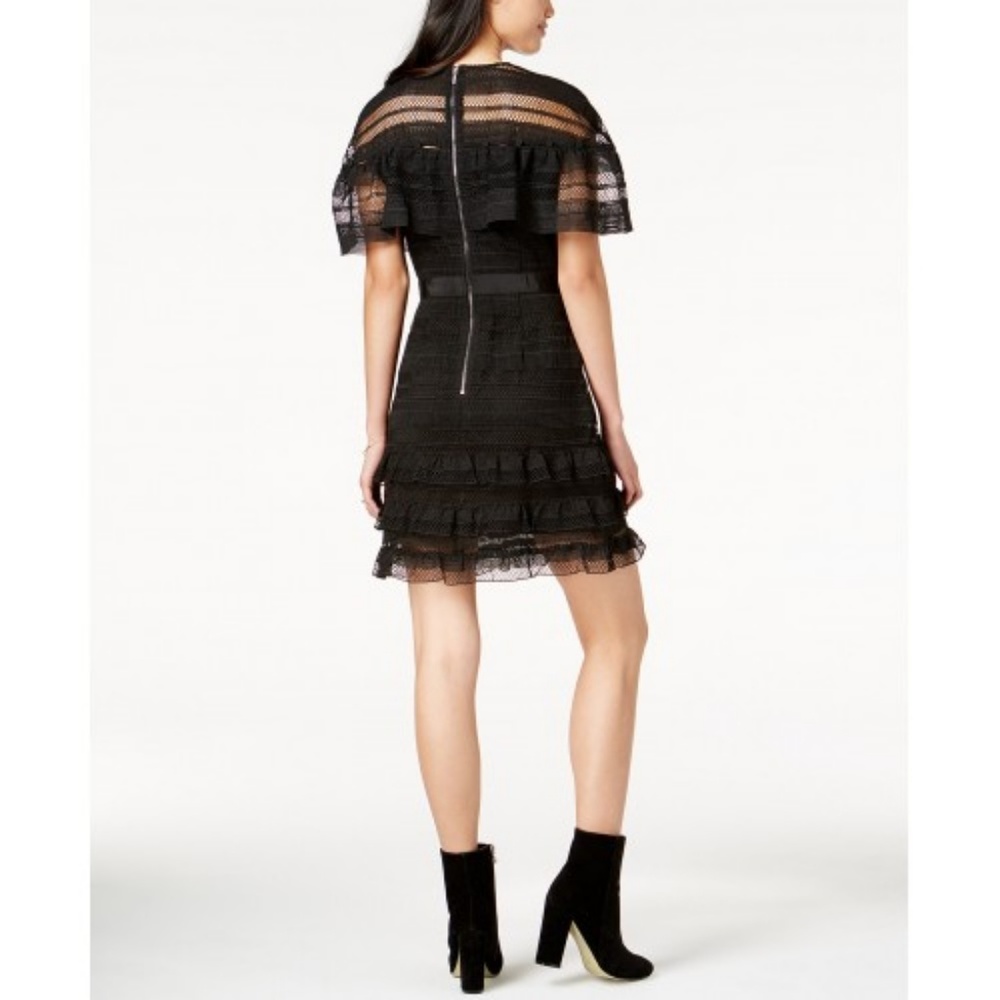 Mare Mare Lace Overlay Ruffled Lined Dress Black M - Picture 2 of 8